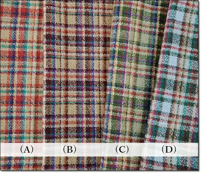 <ウール生地>ざっくりウール先染めチェック4色...の紹介画像2