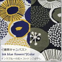 <リネン麻混生地>綿麻 キャンバス地インクブルーの花*2色(UP5636)<コットンこばやし>