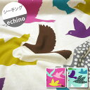 【ダブル幅綿麻シーチング】★150cmハギレ★echino ビッグバード 全3色『縦約150cm×横約150cm』