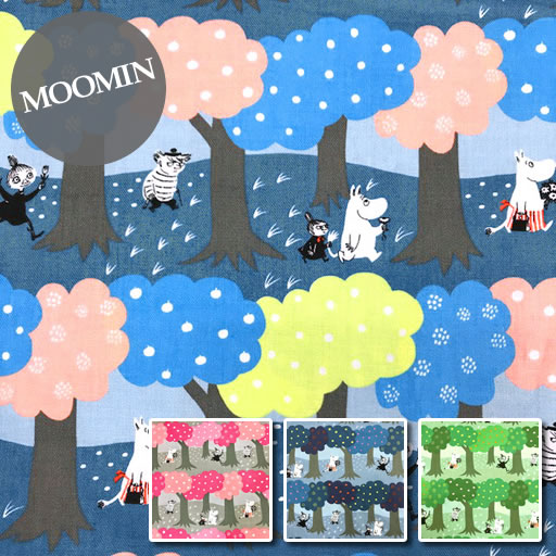 【30ビエラ】★10cm単位続けてカット★ERI SHIMATSUKA × MOOMIN2018森の中【ムーミン 北欧 生地 布】