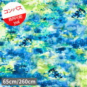 ※訳あり※【綿麻コンパス】★ハギレ★水彩プリントyui2020 カーム calm『縦:約65cm/260cm』『横(生地幅):約110cm』※生地耳の織傷が通常よりも目立つ為、訳ありとなります。