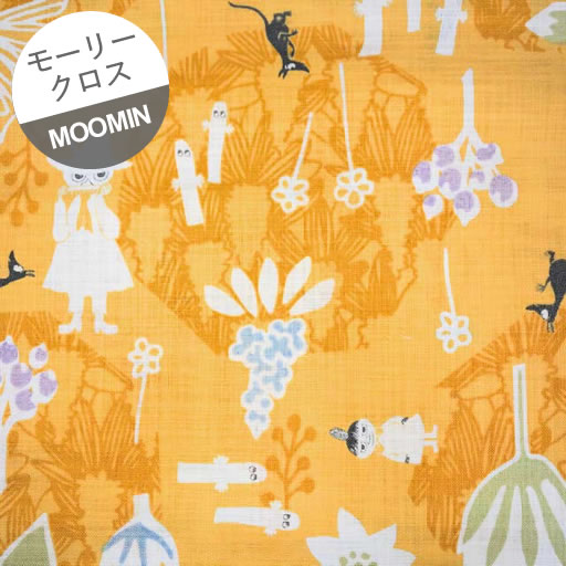 【モーリークロス】★10cm単位続けてカット★ムーミン　花のポルカ　2020　【MOOMIN スナフキン ミイ スニフ ニョロニョロ 北欧 河東梨香 デザイナーズ 生地 布】