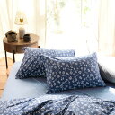 【Fab the Home】ジニア/ネイビー 枕カバー 50×70cm用 天竺ニット プリント