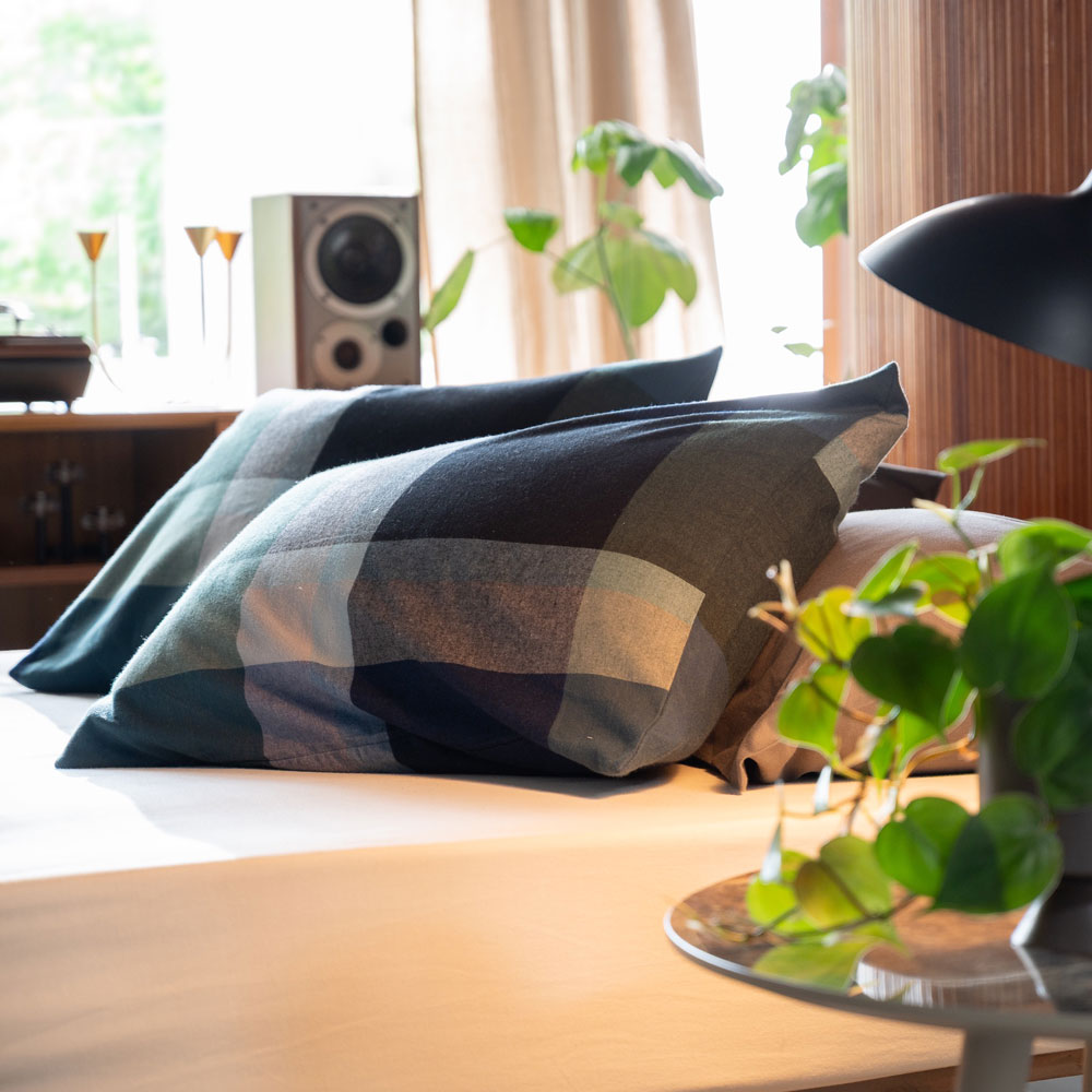 【Fab the Home】ノクターン/ネイビー 枕カバー 50×70cm用 先染めコットンビエラ やわらか薄起毛素材