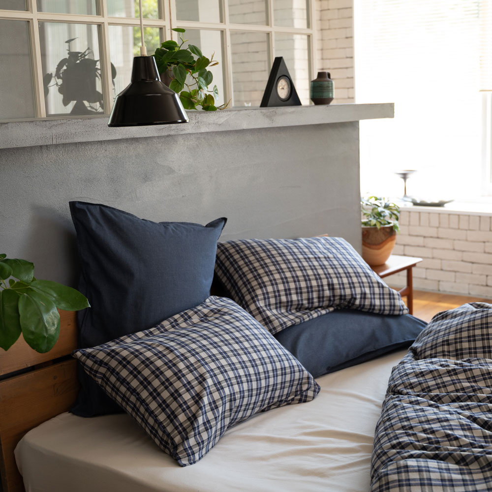 【Fab the Home】グラニット/グレイ 枕カバー 43×63cm用 先染めコットンビエラ やわらか薄起毛素材