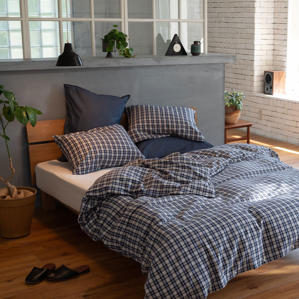 【Fab the Home】グラニット/グレイ 掛け布団カバー シングル 先染めコットンビエラ やわらか薄起毛素材