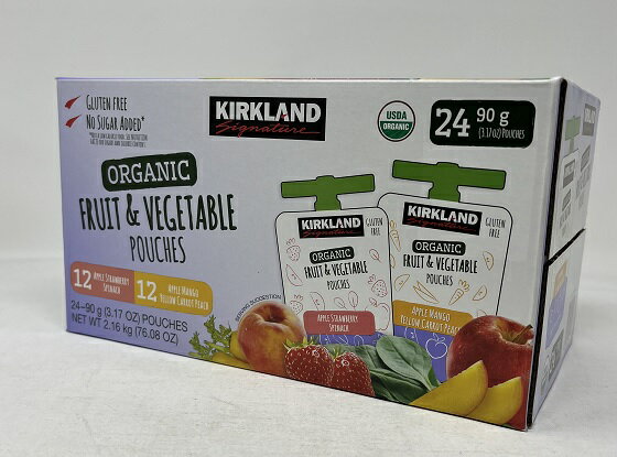 【在庫限り】【COSTCO】コストコ　【KIRKLAND】（カークランド】オーガニック　フルーツ＆べジタブル　パウチ　90g×24個入り（/料理の隠し味/おやつ） 【送料無料】