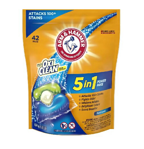 【COSTCO】コストコ 【Arm & Hammer】アームアンドハンマー オキシクリーン入り 5 in 1 パワーパック 42個入り　衣類用洗濯洗剤【送料無料！】
