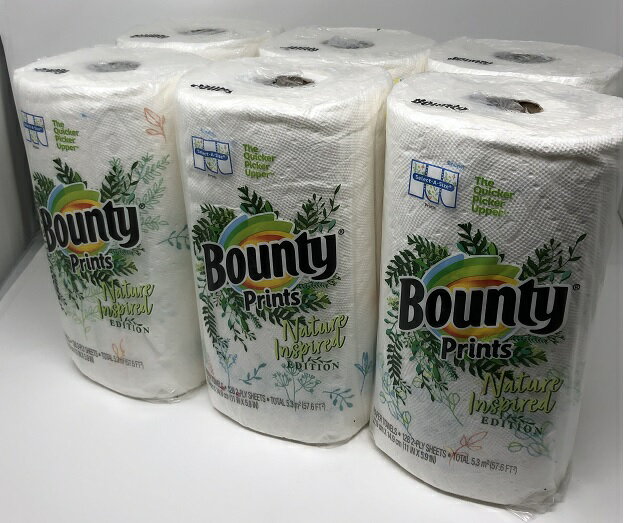 【COSTCO】コストコ　【6本セット】Bounty バウンティー　ペーパータオル　(27.9cm×14.9cm）2枚重ね128シート×6ロール)　キッチンペーパー 送料無料！※柄つき