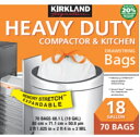 【COSTCO】コストコ【KIRKLAND】(カークランド)ひも付きゴミ袋 68.1Lx 70枚 白 68L(65cm x 71cm) 【送料無料!】