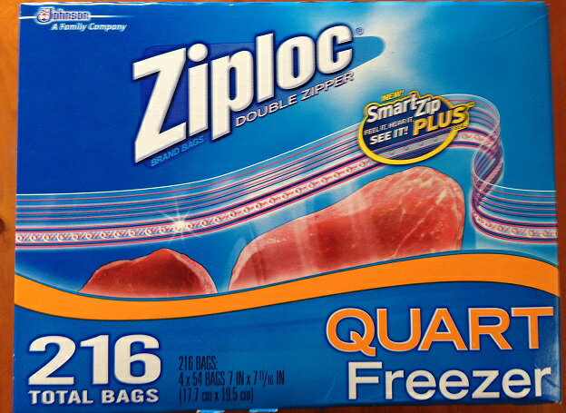 【送料無料！】【COSTCO】コストコ　Ziploc 216 Bags ジップロック　フリーザークオート 216枚入（1箱54枚入×4箱）（17.7cmx19.5cm）