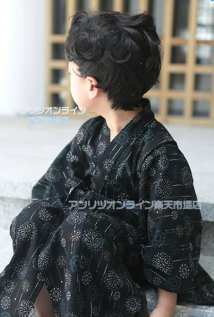 黒 花火 浴衣 子供 男の子 簡単 小学生 中学生 セット ゆかた キッズ 男児 簡単着付け 帯 下駄 和柄 和服 レトロ 洗える 夏祭り 夕涼み会 お祭り 文化祭 盆踊り お盆休み お祝い プレゼント かわいい 可愛い おしゃれ かっこいい 七五三 80 90 100 110 120 130 140 150 160