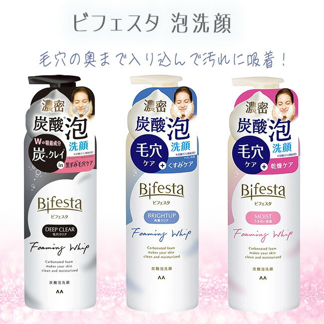 洗顔 フォーム 3種類 泡 炭 クレイ ワンプッシュ 濃密 もっちり 炭酸泡 乾燥 しっとり コラーゲン ヒアルロン酸 定形外郵便発送【△】/【MC】ビフェスタ泡洗顔のサムネイル