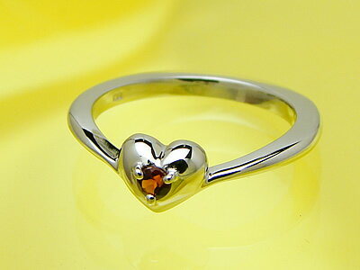 刻印のできるサイズの大きなハートのベビーリングプラチナ【ガーネット】出産記念 誕生祝い 出産祝い 母の日