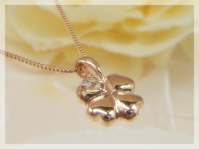 樂天商城 - 四つ葉のクローバー誕生石ペンダント / ピンクゴールド [アクアマリン]