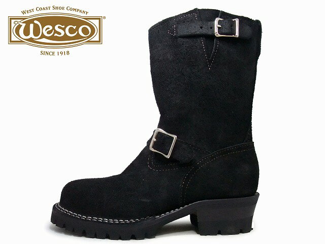 ウエスコ ボス エンジニアブーツ Wesco CUSTOM BOSS 9inc 7709100 カスタム ボス 9インチ ビブラム #100 ソール BLACK ROUGHOUT / ブラックラフアウト BLACK SOLE / ブラックソール