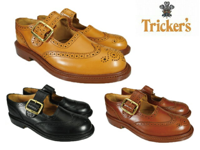 トリッカーズ レディース ウィングチップ メリージェーン TRICKER'S MARRON ACON BLACK MaryJane レザーソール L6011 マロン エーコン ブラック