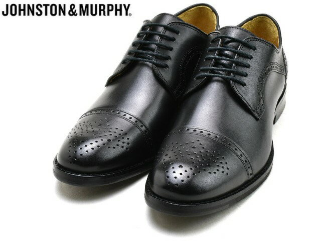 ジョンストン&マーフィー ストレートチップ JOHNSTON&MURPHY HALFORD BLACK メンズ ビジネス ドレス