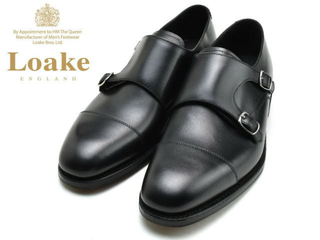 ローク ダブルモンクストラップ Loake CANNON ブラック メンズ ビジネスシューズ