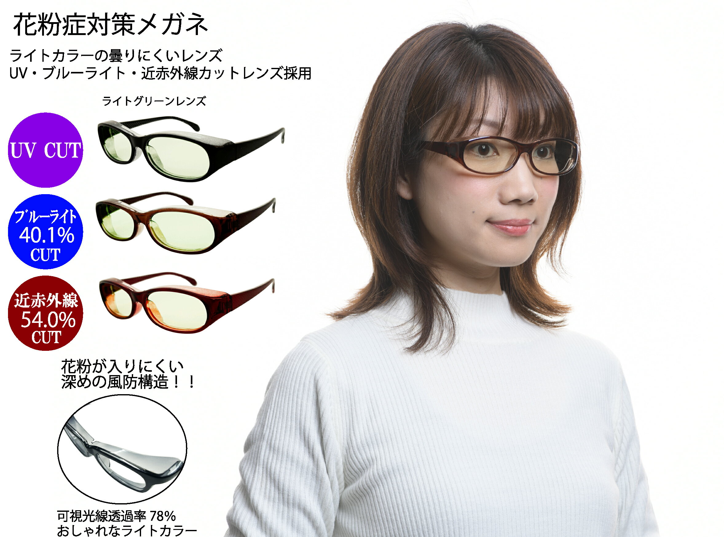 FACE TRICK glasse フェイストリックグラッシーズ 花粉症対策メガネ 紫外線・近赤外線・ブルー光線カット鯖江メーカーの高性能レンズ採用 花粉症・防...