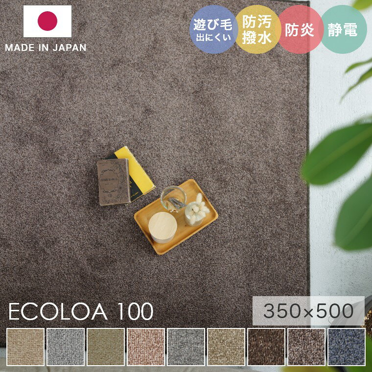 Rakuten - [さらにエントリーでポイント5倍確定]ラグ シンプル カーペット ラグマット 日本製 無地 長方形 スミノエ 大きめ 350×500 ペット 安心 安全 リビング 子供 ナチュラル 掃除 お手入れ ダイニング 家族 赤ちゃん 消臭 撥水 廊下 滑りにくい エコ 静電気 防止 アースカラー ラ