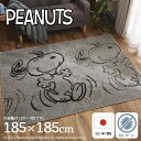 ラグ スヌーピー 185×185cm 2畳 2.5畳 サパータイムラグ PEANUTS ピーナッツ グレージュ スミノエ マット おしゃれ 可愛い かわいい 防ダニ 遊び毛 抜け毛 裏面不織布 傷防止 赤ちゃん