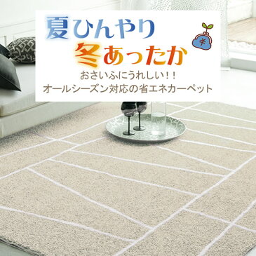 【ポイント17倍＆2500円OFFクーポン！】 ラグ 夏用 ラグマット シャギー ジオーニ 190×240cm プレーベル ラグ カーペット ホットカーペット対応 高級ナイロン 北欧 夏ひんやり 冬あったか シンプル オールシーズン ラグ