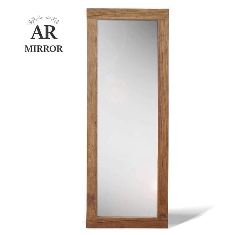 ミラー 鏡 立て掛け 全身ミラー 全身鏡 大型 ジャンボミラー スタイルミラー 木製 天然 古材 木 アンティーク ヴィンテージ 西海岸 ブルックリン 木目 おしゃれ 重厚感 シンプル 姿見 ニレ材 リビング 寝室 [2]