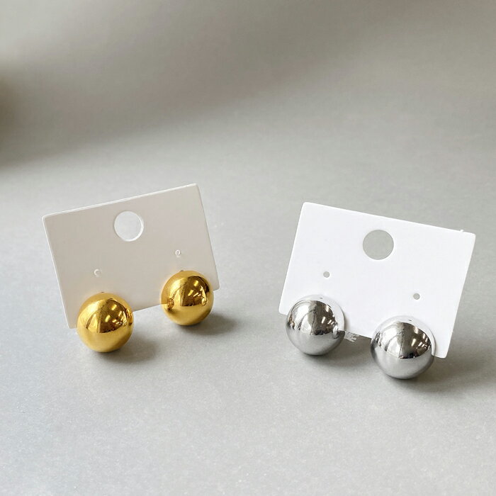 【送料無料】ビッグメタルボールステンレスピアス ピアス つけっぱなし サージカルステンレス 金属アレルギー対応 大きめ 丸型 ラウンド SUS316L シルバー ゴールド レディース