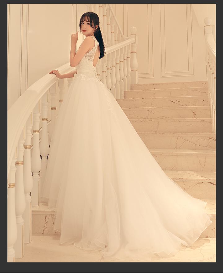 背中見せ ドレス ウェディングドレス ロングドレス ロング ロング丈 ノースリーブ 袖なし プリンセス レース チュール シフォン フリル リボン ウエストマーク ウエストリボン 透け感 シースルー 胸元 かわいい 大人可愛い きれいめ 上品【wdm-1037】