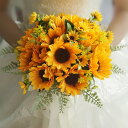 元気ひまわり ブーケ 結婚式 ウエディングブーケ トスブーケ 造花 手作り フラワー ギフト アレンジメント 花束