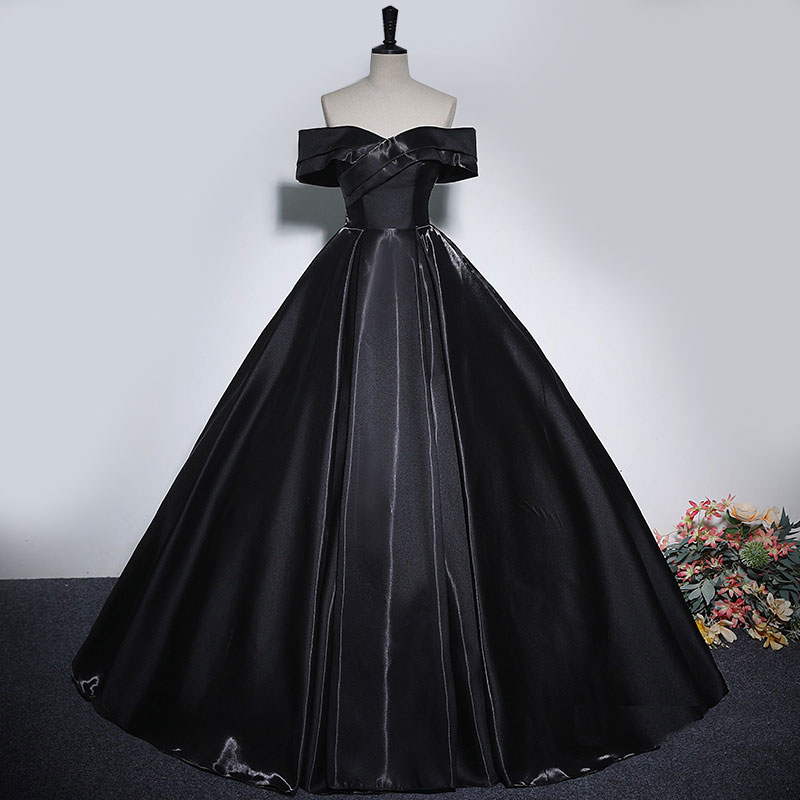 カラードレス 二次会 ドレス ブラック オフショルダー ドレス ウェディングドレス ウエディングドレス ロールカラー 海外挙式 結婚式 発表会 演奏会 二次会 前撮り 演奏会 発表会 カクテルドレス 披露宴 ブライダル 成人式 卒業式 コンサート 舞台 演出【cd-0697】