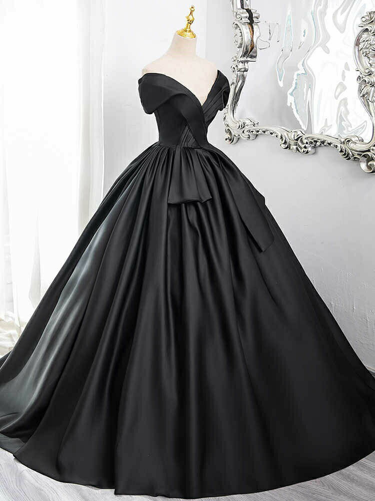 カラードレス ロングドレス パーティードレス オフショルダー ブラック 黒 深いVネック 半袖 ウェディングドレス ウエディングドレス 結婚式 二次会 花嫁 前撮り 演奏会 発表会 カクテルドレス 披露宴 ブライダル フォーマルドレス 卒業式 コンサート 舞台 演出【cd-0730】