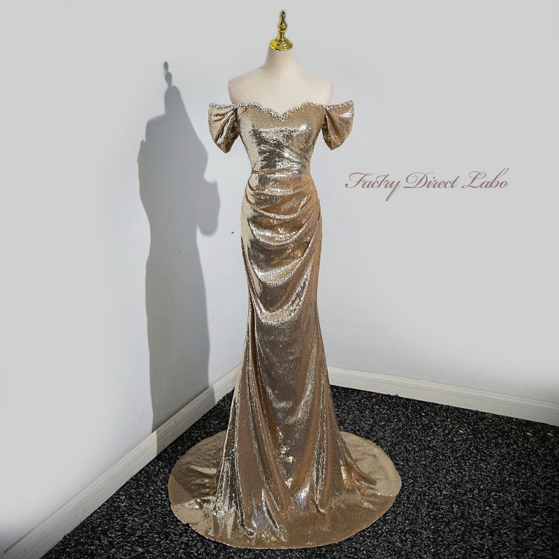 カラードレスロングドレスゴールドマ...