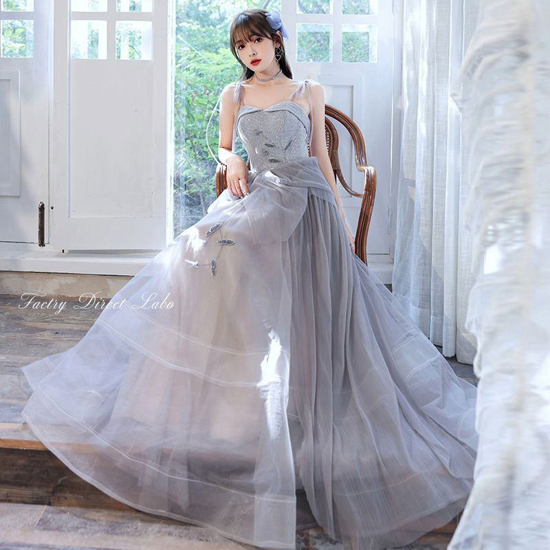 【P5倍+クーポン】カラードレス パーティードレス 衣装【着後レビュー特典】 シルバー チュール 二次会ドレス イブニングドレス ステージドレス カクテルドレス イベント コンサート衣装 おしゃれ ステージ衣装 演奏会 発表会 コンサート【cd2024】