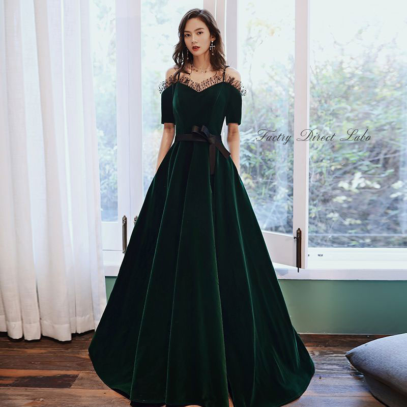 【P5倍+クーポン】カラードレス パーティードレス 衣装【着後レビュー特典】 グリーン 緑 ウエストリボン チュール 二次会ドレス ウェディングドレス ステージドレス カクテルドレス イベント コンサート衣装 シンプル カジュアル 衣装 公演 ステージ【cd203】