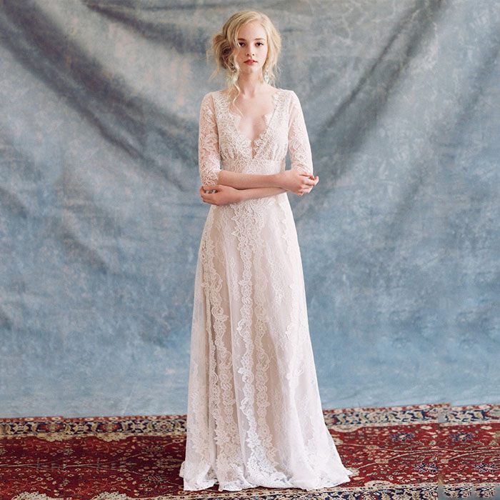 ウェディングドレス【着後レビュー特典】総レース Aラインドレス スレンダーライン 深Vネック 海外ウェディング ロング ホワイト インポート ブライダル パーティ 花嫁衣装 結婚式 二次会 前撮り 後撮り ドレス ワンピース ウエディングドレス【wd-a-qin-046】