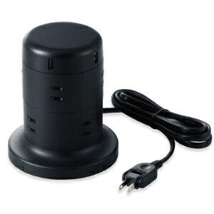 乐天商城 - エレコム 延長コード タワー電源タップ 8個口 2m ほこりシャッター付 ブラック TT-U01-0820BK【代引・後払い決済不可商品】