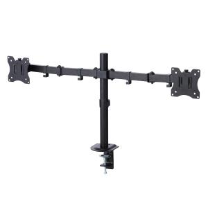 Rakuten - エレコム DPA-DN01BK モニターアーム デュアル 2画面 【 17~32インチ 耐荷重9kg VESA規格75×75/100×100 ディスプレイ 対応 】 クランプ＆グロメット式 ケーブル収納 ブラック 【代引・後払い決済不可商品】