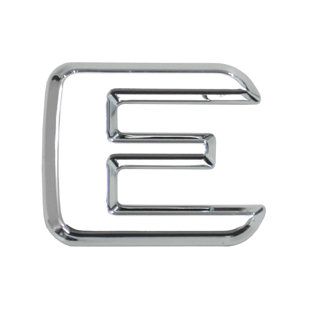 【DM便発送可】 emb-bz28-e (英語 E) アルファベット 3D クロームエンブレム ベンツ風フォント 両面テープ付 (カーアクセサリー カスタム パーツ 立体的 メッキパーツ ドレスアップ)