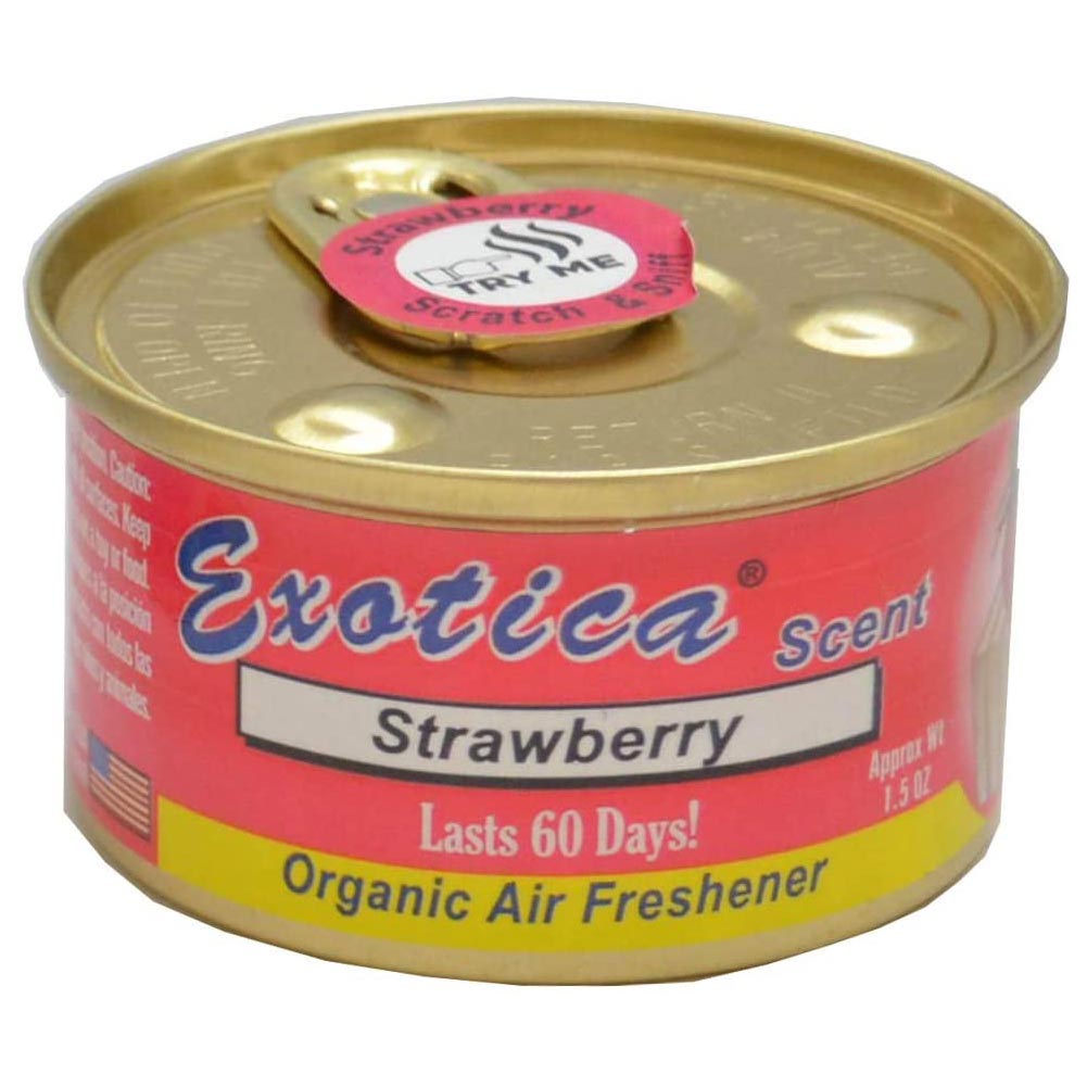 【期間限定 お試し価格】Exotica Freshener(エキゾチカフレッシュナー)ex-esc24-a1009-ストロベリー(17201)EXOTICA エキゾチカ オーガニック香りの缶詰 エアフレッシュナー 芳香剤 香り調整ふた付 (正規輸入品)(苺 いちご 車用芳香剤 フレグランス 甘酸っぱい香り)