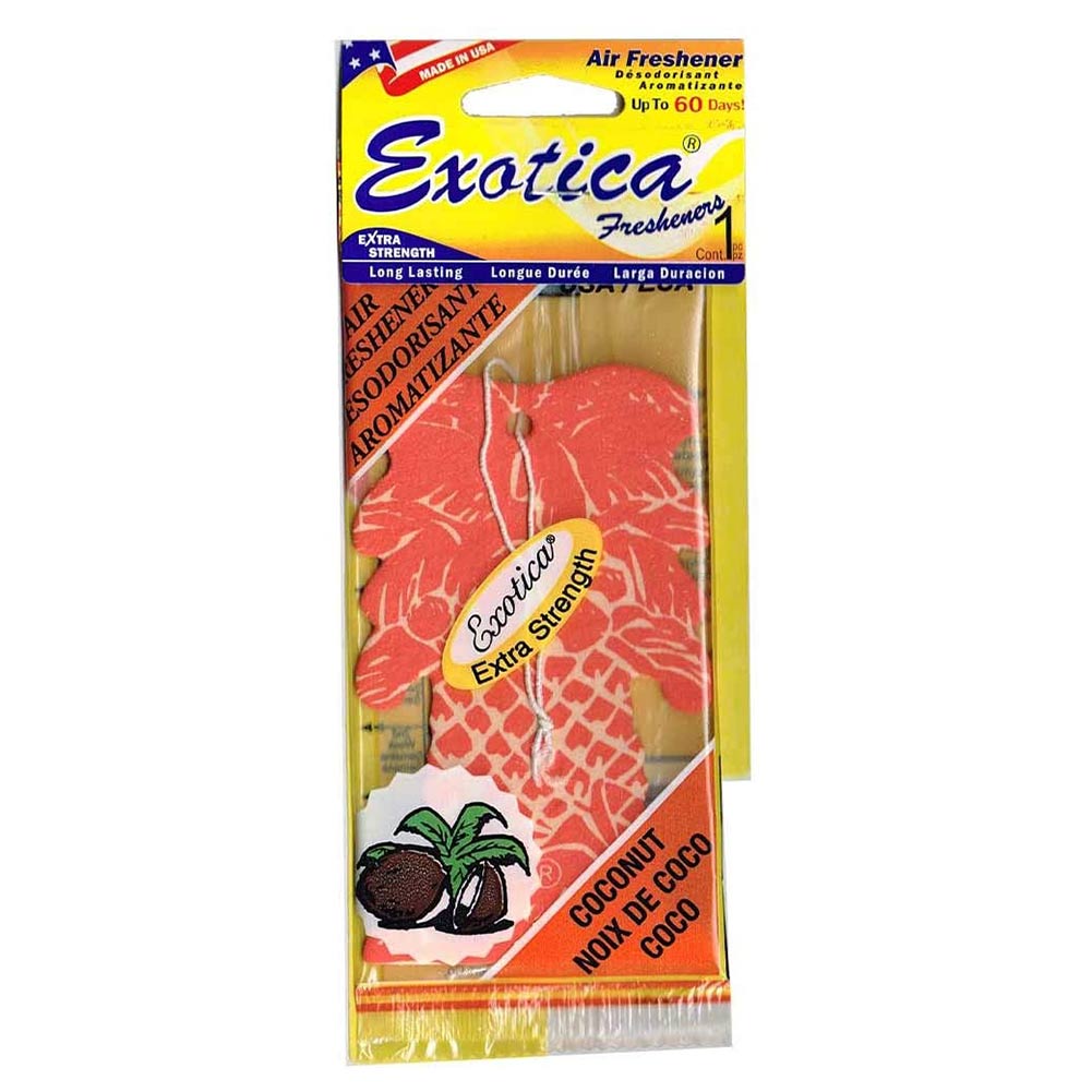 楽天ファクトリーダイレクトJAPAN【期間限定 お試し価格】Exotica Freshener（エキゾチカフレッシュナー）ex-pt1-1104 ココナッツ（10408）EXOTICA エキゾチカ ヤシの木型 エアフレッシュナー 芳香剤 吊り下げペーパータイプ（正規輸入品）（車 吊り下げ 芳香剤 フレグランス 甘い香り ココナツ）