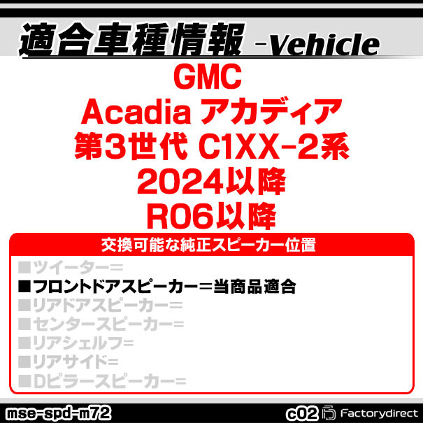 mse-spd-m72c02 (フロントドア専用) GMC Acadia アカディア (第3世代 C1XX-2系 2024以降 R06以降) (165mm 6.5inch用) ABSインナーバッフルボード スピーカーアダプター DIY取付 (カーパーツ カーオーディオ カスタム パーツ) 3