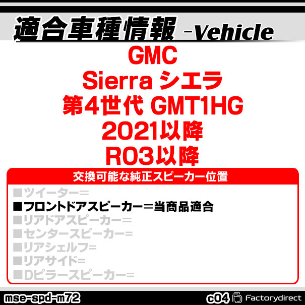 mse-spd-m72c04 (フロントドア専用) GMC Sierra シエラ (第4世代 GMT1HG 2021以降 ...