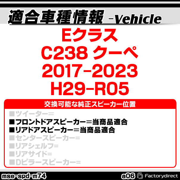 mse-spd-m74a06 (�ե���ȥɥ����ꥢ�ɥ�����) E���饹 C238 ������ (2017-2023 H29-R05) (100mm 4inch��) MercedesBenz ��륻�ǥ��٥�� ABS����ʡ��Хåե�ܡ��� ���ԡ����������ץ��� DIY���� (�����ѡ��� ���������ǥ��� �ɥ쥹���å�)