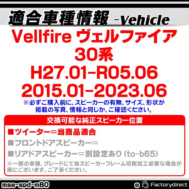 mse-spd-m80e (ツィーター専用) Vellfire ヴェルファイア (30系 H27.01-R05.06 201...