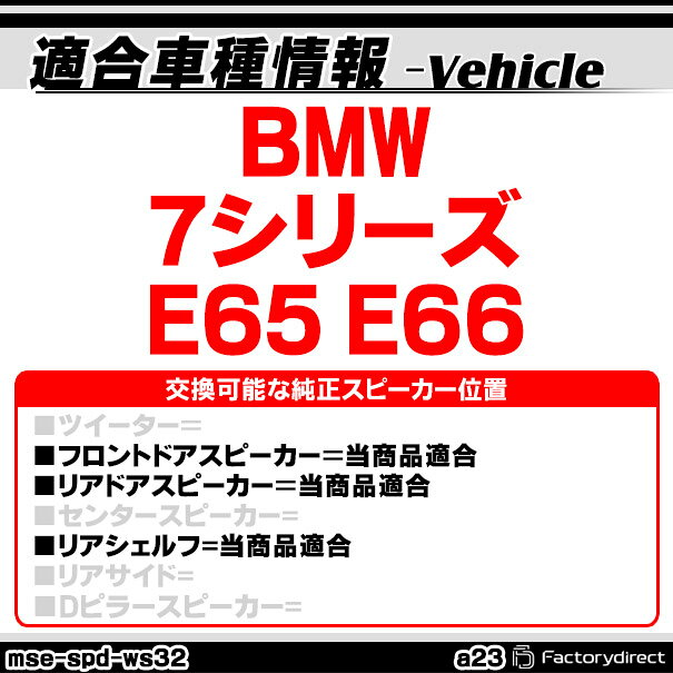mse-spd-ws32a23 (フロントドア＆リアドア＆リアシェルフ専用) BMW 7シリーズ E65 E66 (カプラーON設計 配線付) (90-100mm 3.5-4.0inch用) ABSインナーバッフルボード スピーカーアダプター DIY取付 (カーパーツ オーディオ)