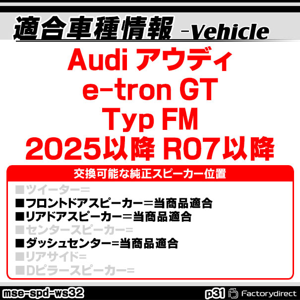 mse-spd-ws32p31 Audi アウディ e-tron GT (Typ FM 2025.08以降 R07.08以降) (フロ...