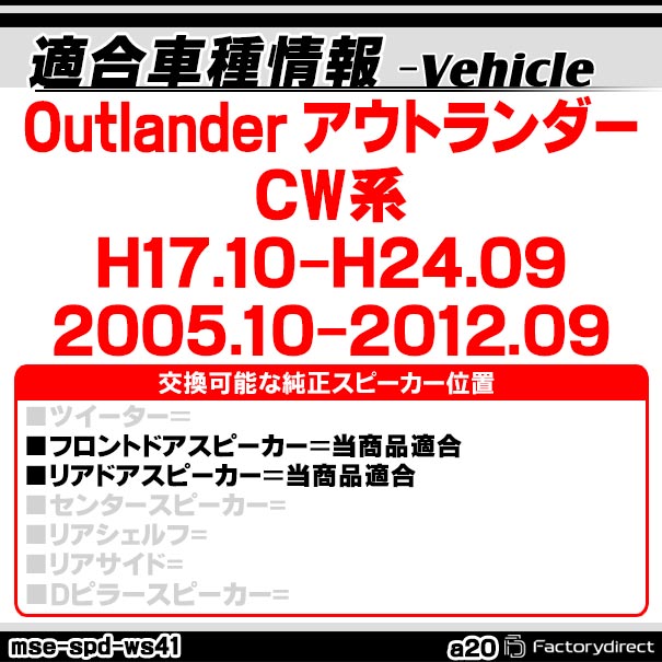 mse-spd-ws41a20 (フロントドア&リアドア専用) 三菱 mitsubishi Outlander アウト...