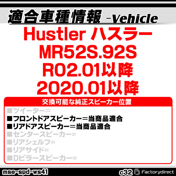 mse-spd-ws43c32 (フロント&リアドア専用) SUZUKI スズキ Hustler ハスラー (MR52S...